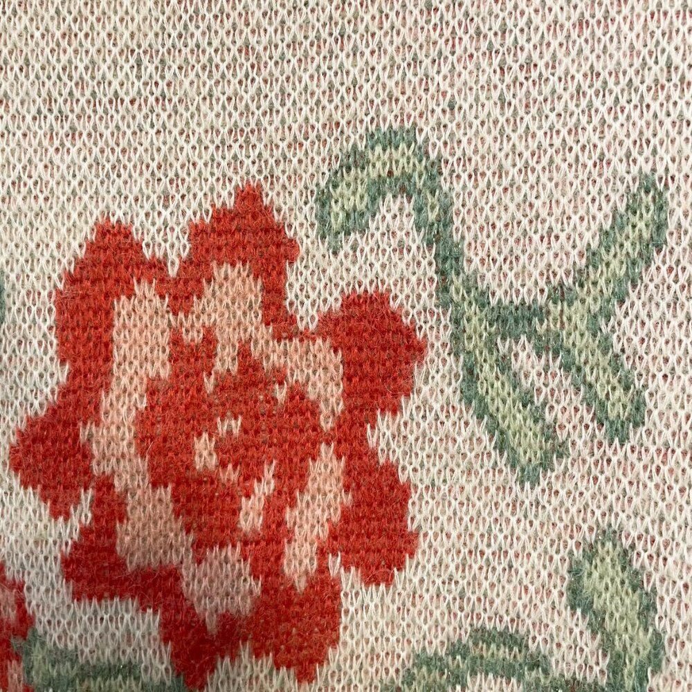 EUC Sezane Romane Floral Sparkle Mohair Wool Sweater Beige Red Small - Picture 7 of 10